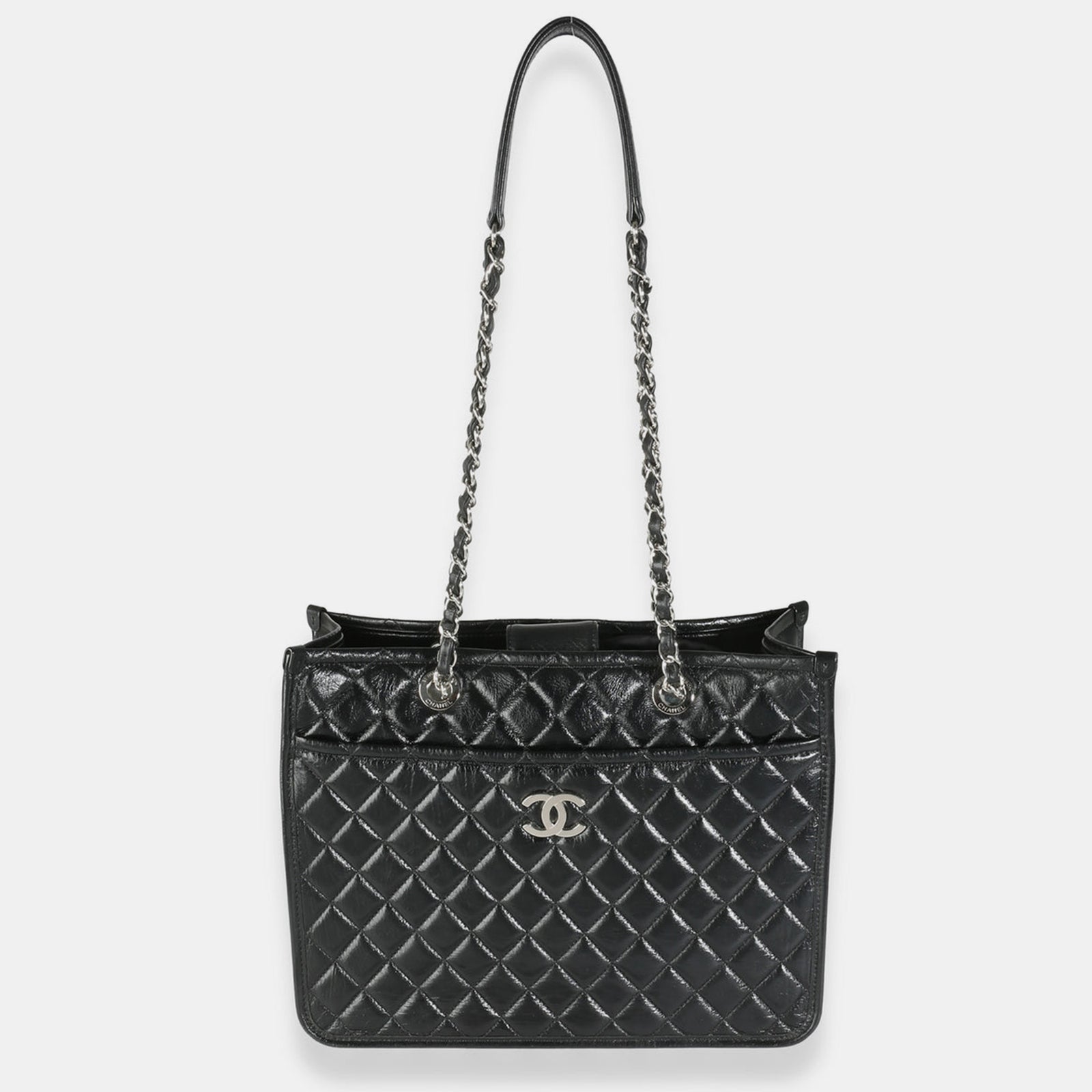 Chanel Schwarze, gesteppte Urban Companion Shopper-Tragetasche aus gealtertem Kalbsleder