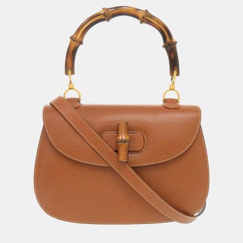 Brown Leather Bamboo 1947 Top Handle Bag