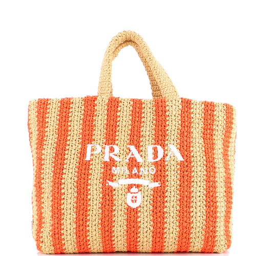 PRADA Logo Tote Raffia Large
