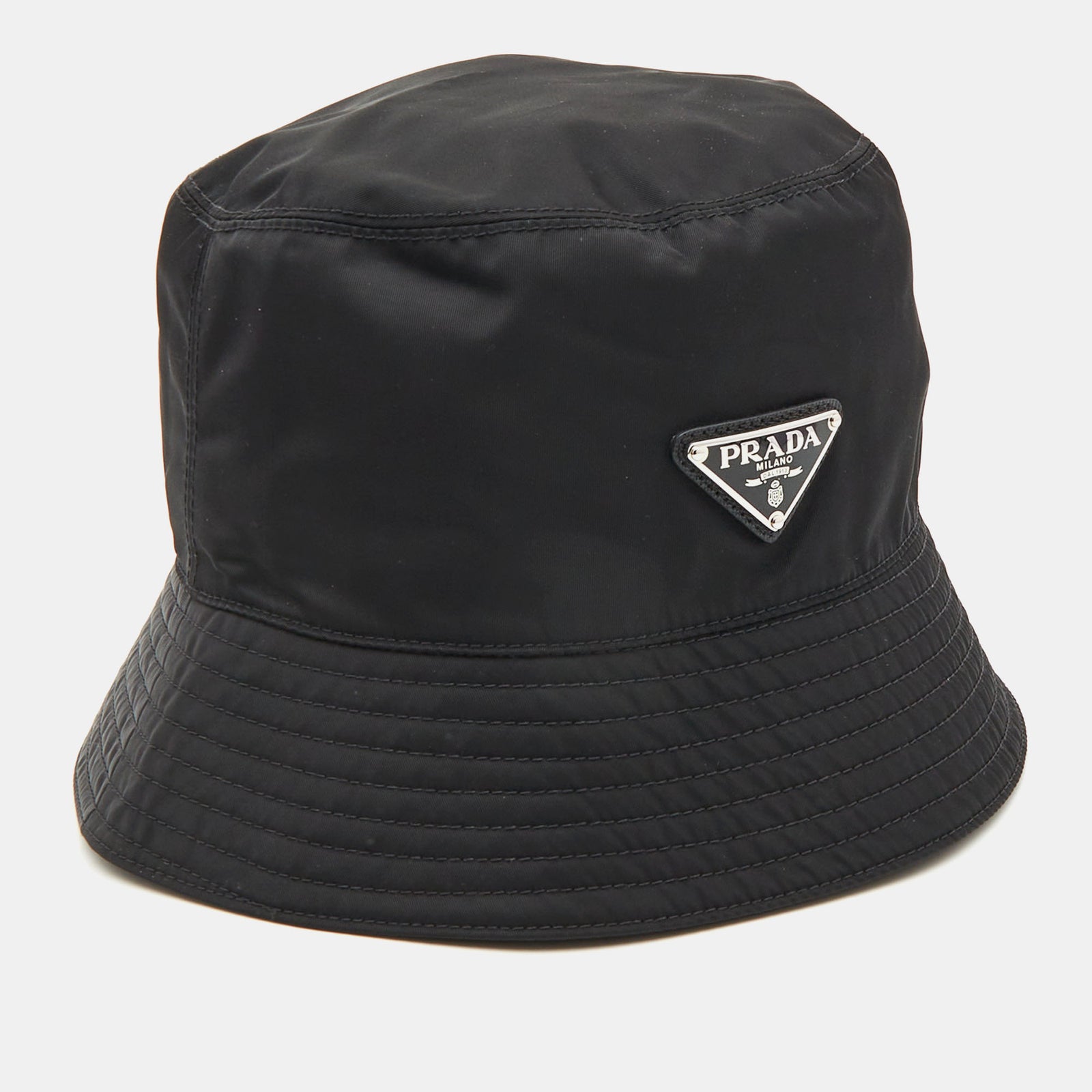 Prada Chapeau Bob en Nylon Re-Nylon avec Logo Noir