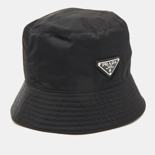 Black Logo Applique Re-Nylon Bucket Hat