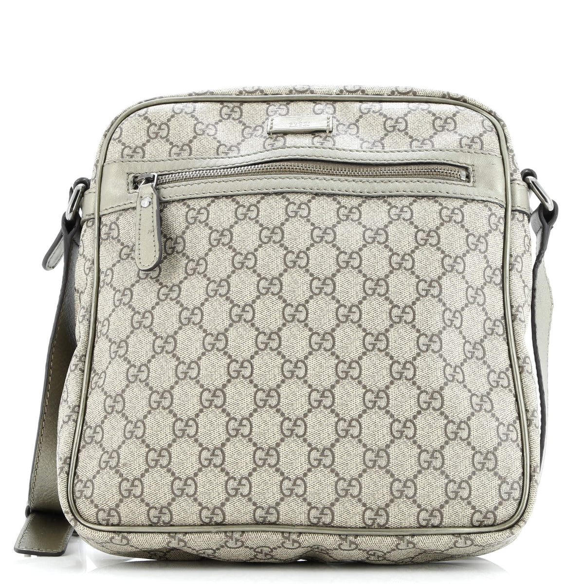 Gucci GUCCI Front Zip Messenger GG Coated Canvas Medium