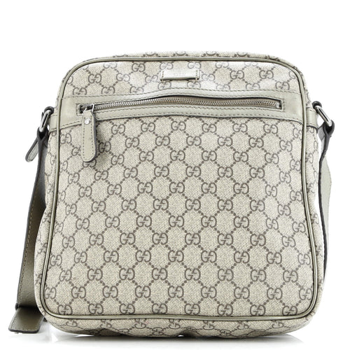 GUCCI Front Zip Messenger GG Coated Canvas Medium