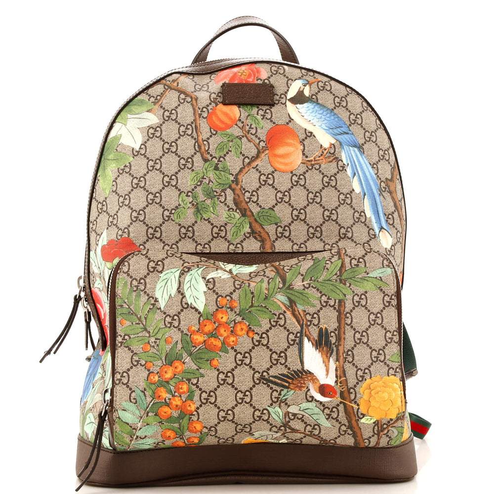 GUCCI Zip Pocket Backpack Tian Print GG Coated Canvas Medium