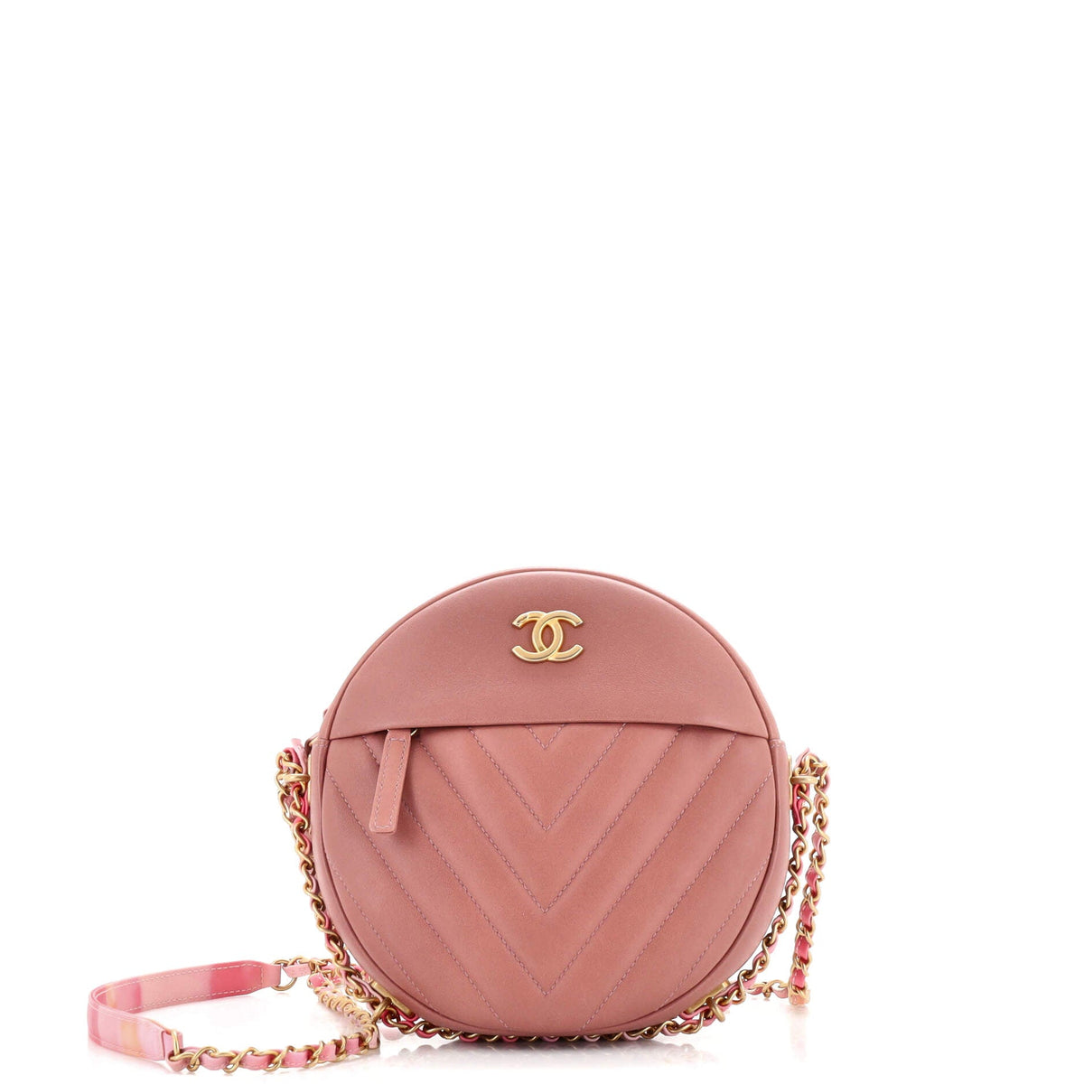 Chanel CHANEL Round as Earth Crossbody Bag Chevron Calfskin