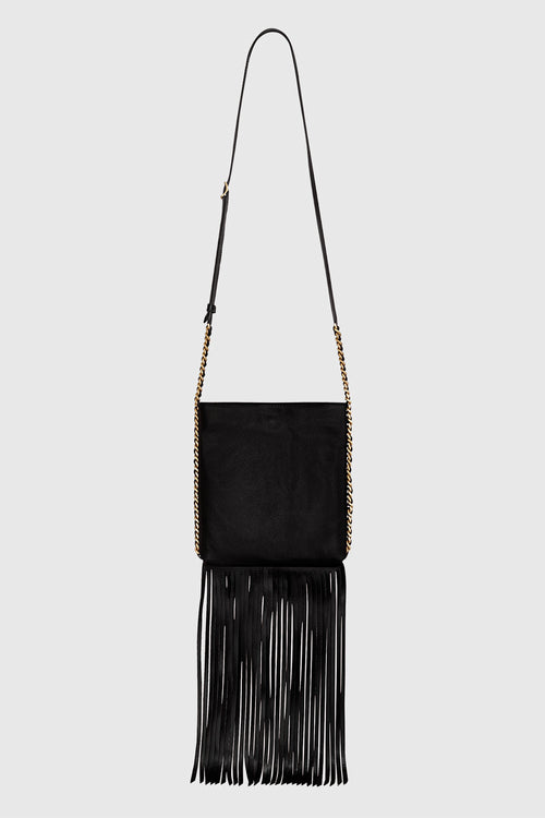 Carly North South Fringe Crossbody Bag In Black