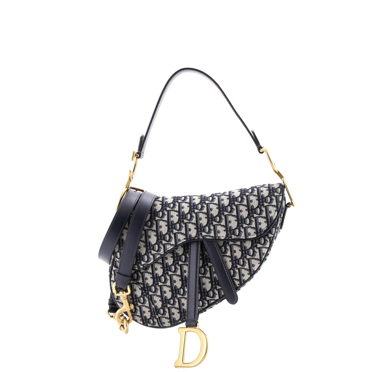 Christian Dior Saddle Handbag with Strap Oblique Canvas Medium