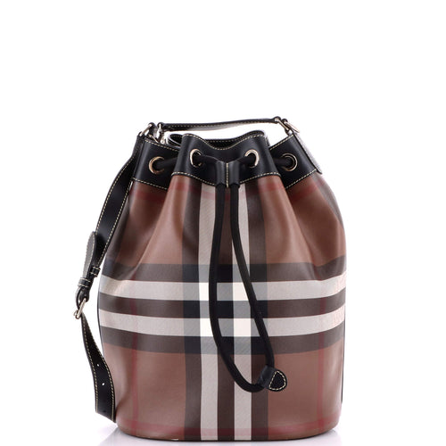 Chesterton Bucket Bag Check Coated Canvas with Leather Medium