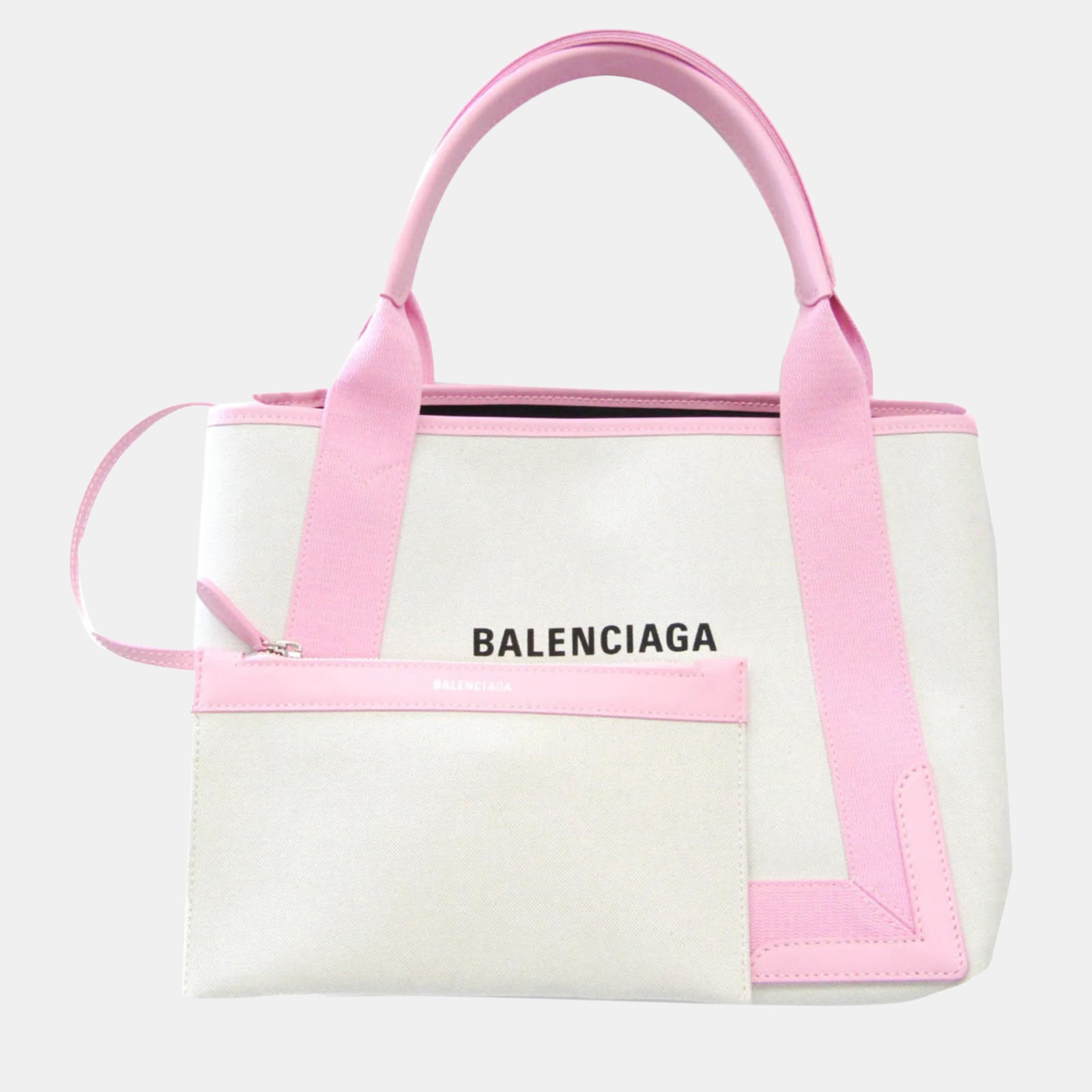 Balenciaga Light Pink/White Canvas Navy Cabas S Tote