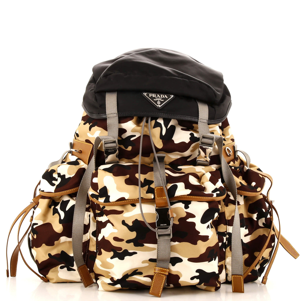 Prada PRADA Camouflage Multipocket Buckle Backpack Printed Tessuto