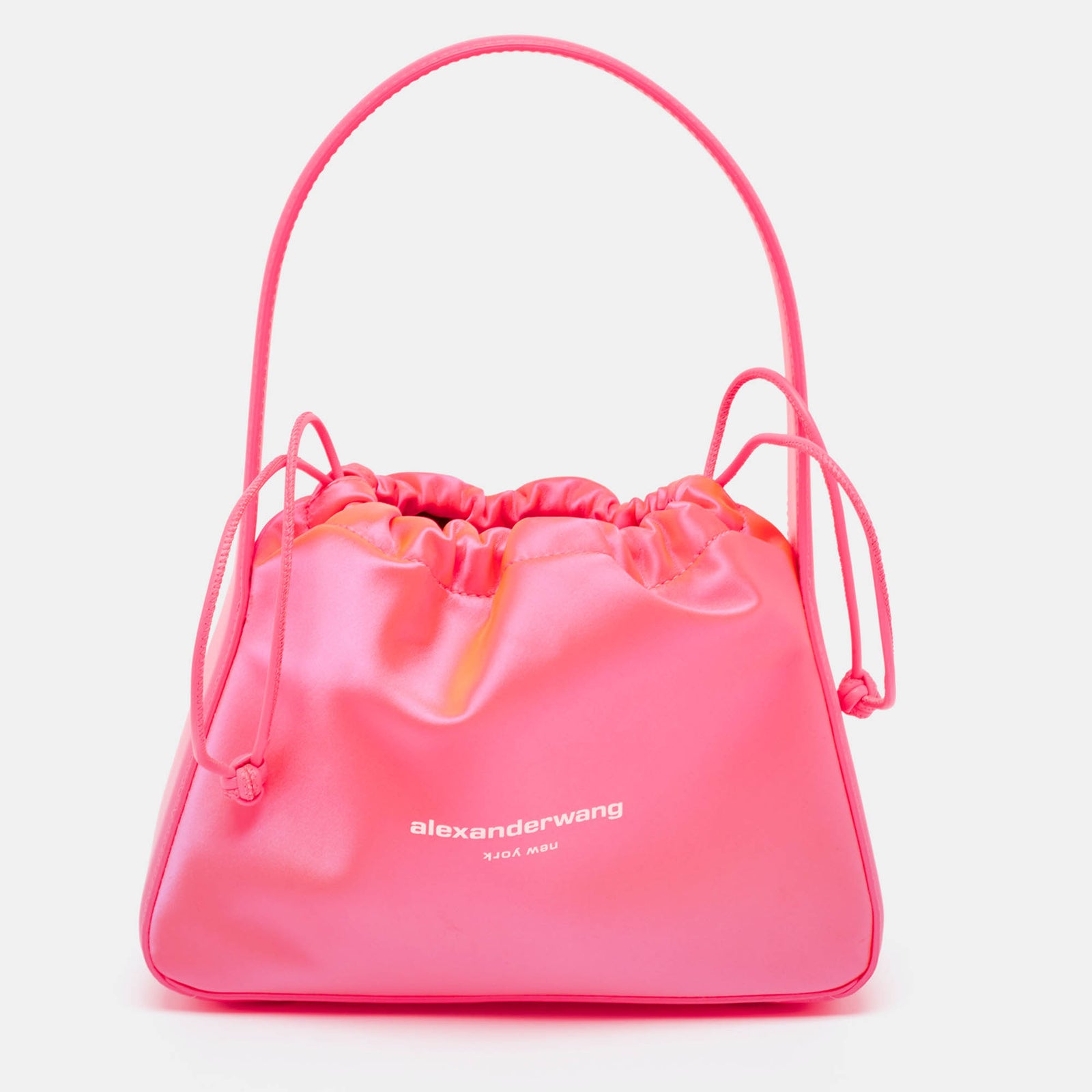 Alexander Wang Blaze Pink Leather and Satin Small Ryan Bucket Bag