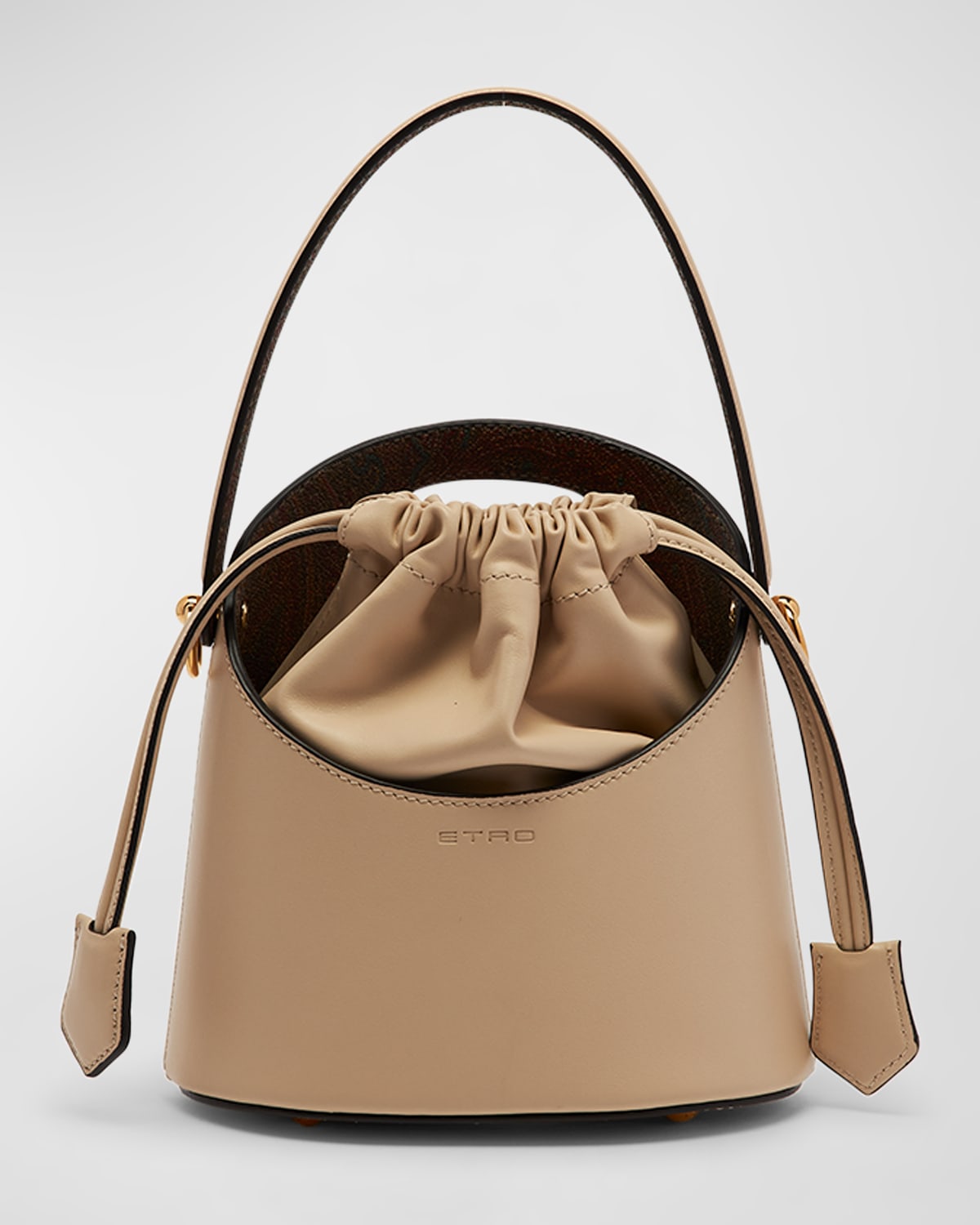 Etro Saturno Drawstring Leather Bucket Bag