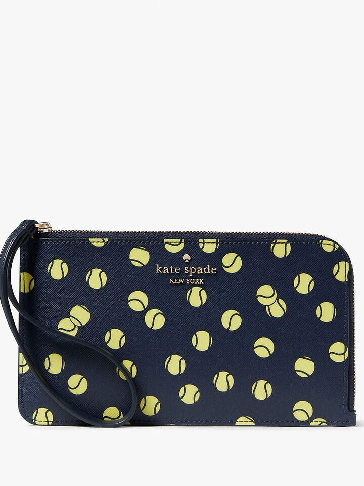 Kate Spade Au Lucy Tennis Toss Printed Medium L-Zip Wristlet