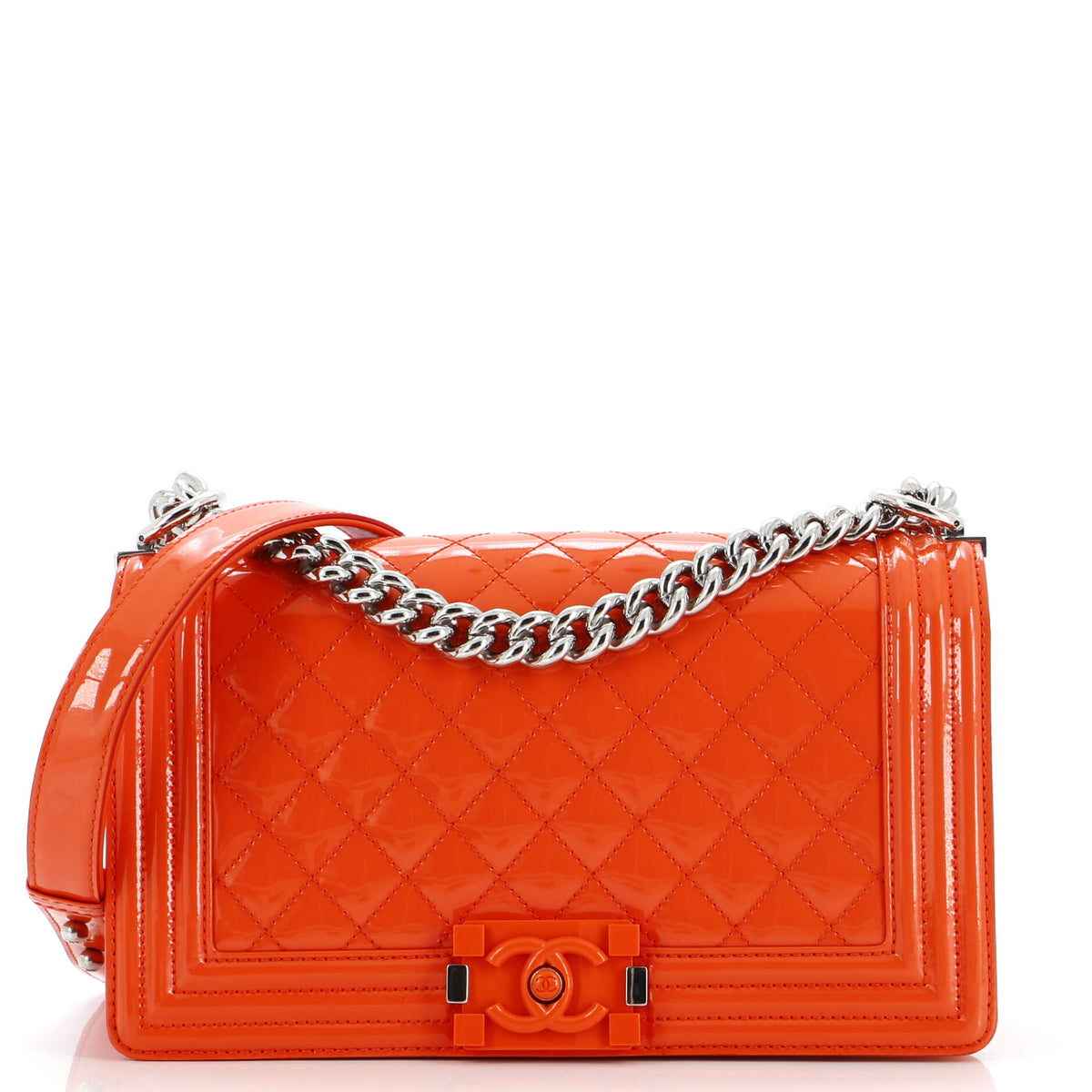 Chanel CHANEL Boy Flap Bag Quilted Plexiglass Patent Old Medium