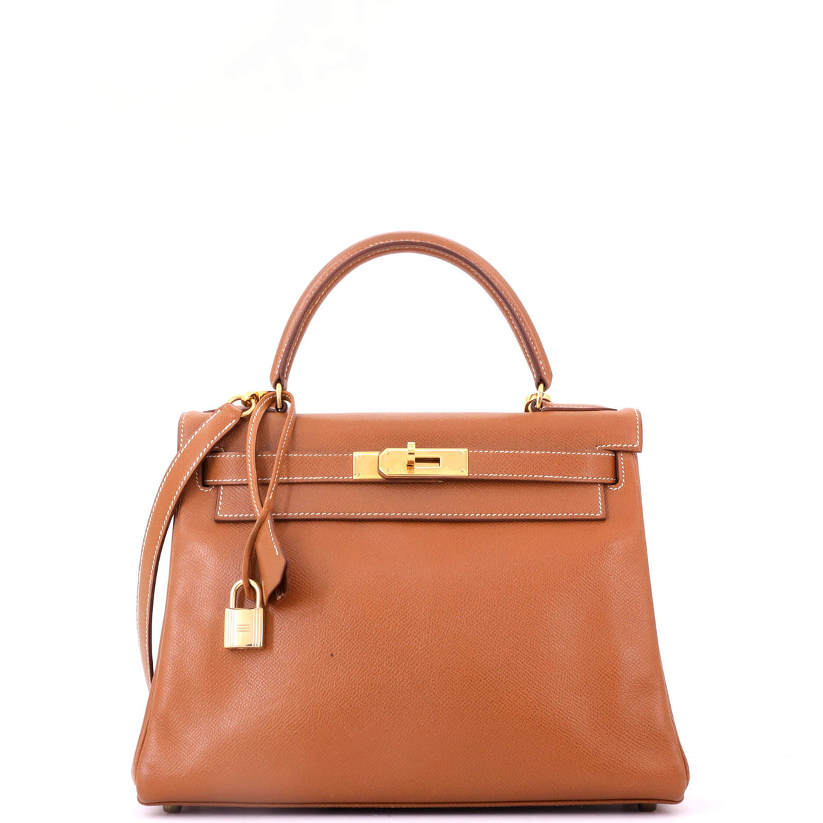 Herm?s Kelly Handbag Gold Courchevel with Gold Hardware 28