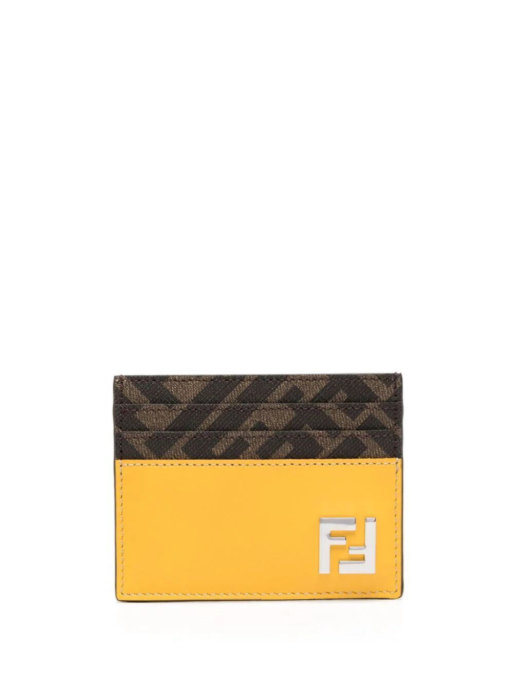 Fendi Men's Leather And Canvas Cardholder in Brown | Size UNICA | 7M0164AFF2