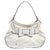 White Coated Canvas and Leather Medium Queen Hobo