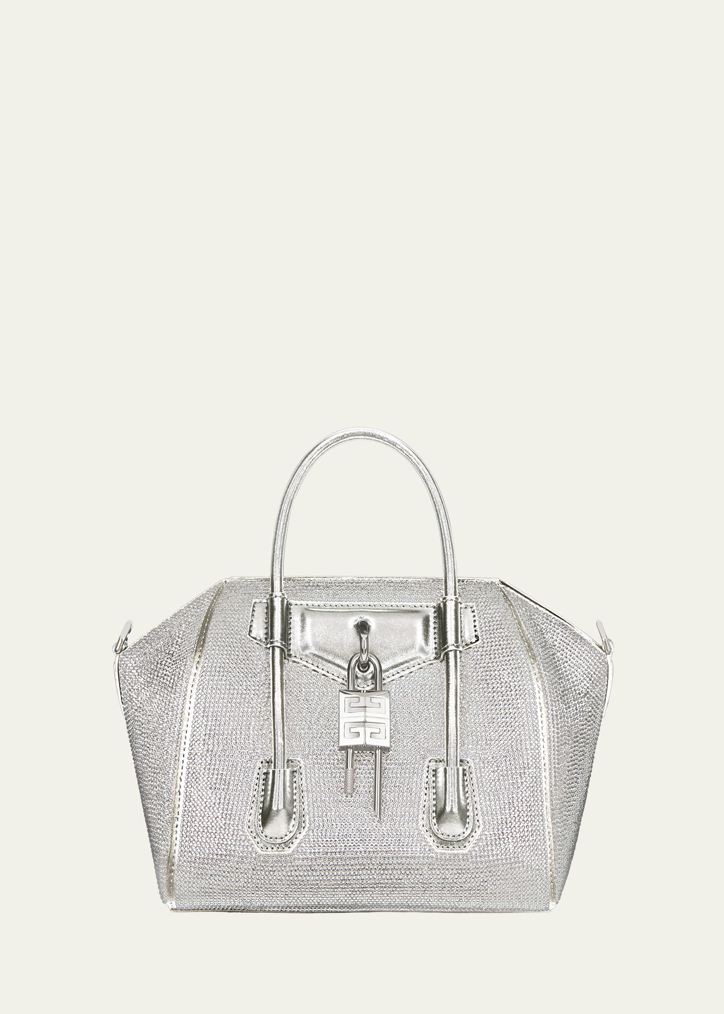 Givenchy Antigona Lock Mini-Tasche mit Griff oben aus Satin-Strass