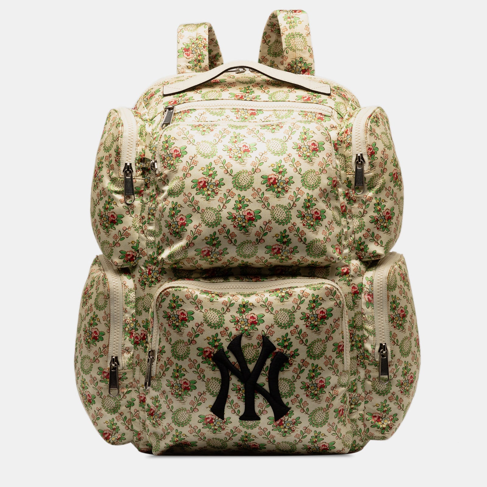 Gucci MLB Floral Satin NY Yankees Patch Backpack