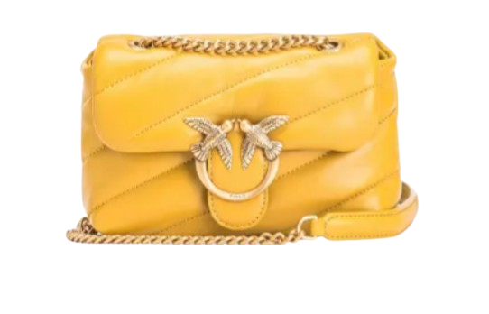 Pinko Women's Ochre Yellow Quilted Leather Shoulder Bag in Giallo/Gold | Size UNI | 100040 Color A0F2A21Q