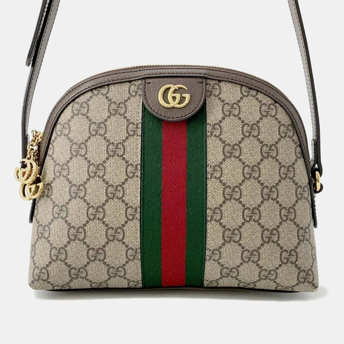 Gucci Beige/Brown Canvas Leather GG Supreme Ophidia Web Bag
