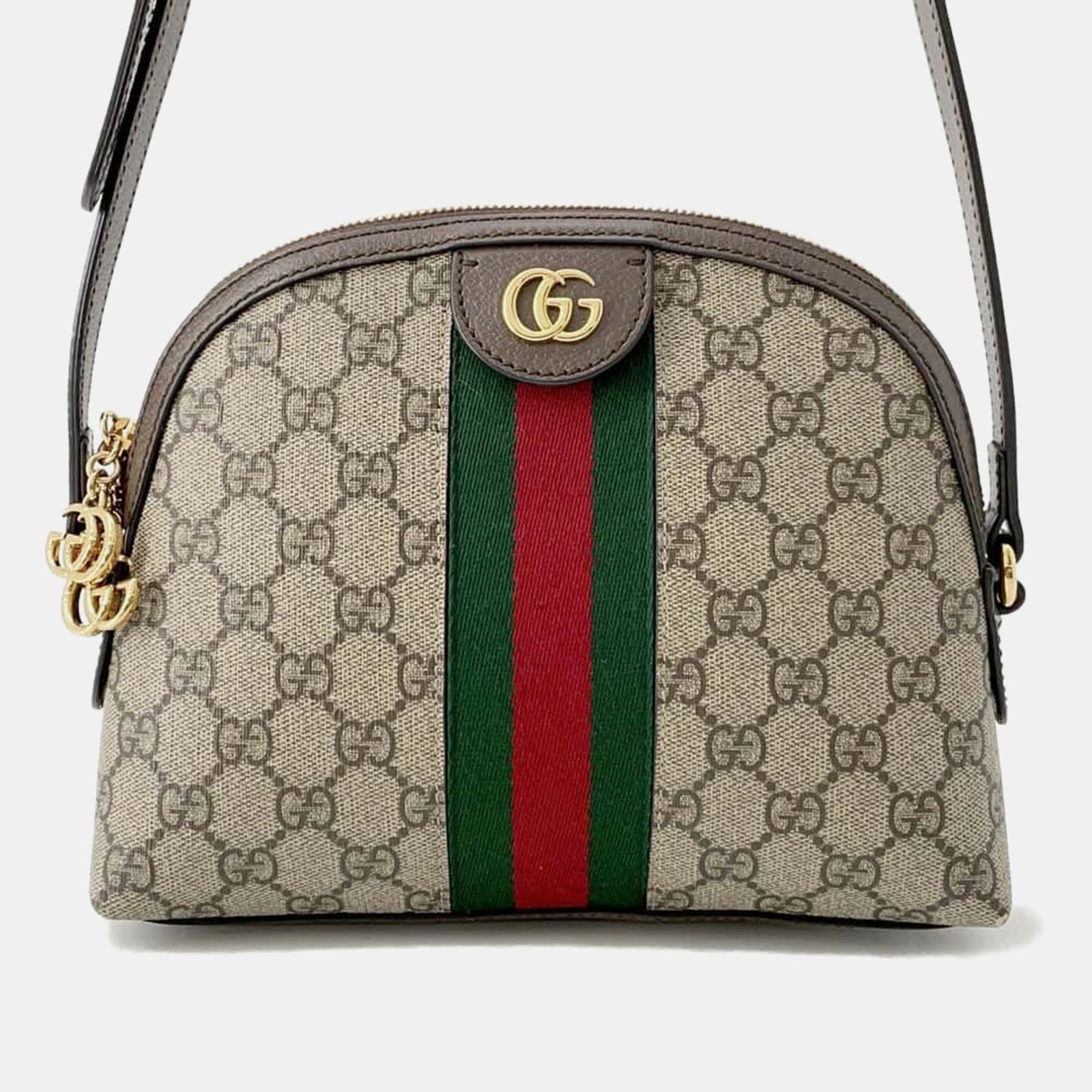 Gucci Beige/braune Ophidia Web-Tasche aus Canvas-Leder mit GG Supreme