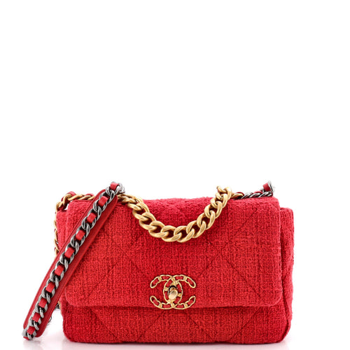 CHANEL 19 Flap Bag Quilted Tweed Medium