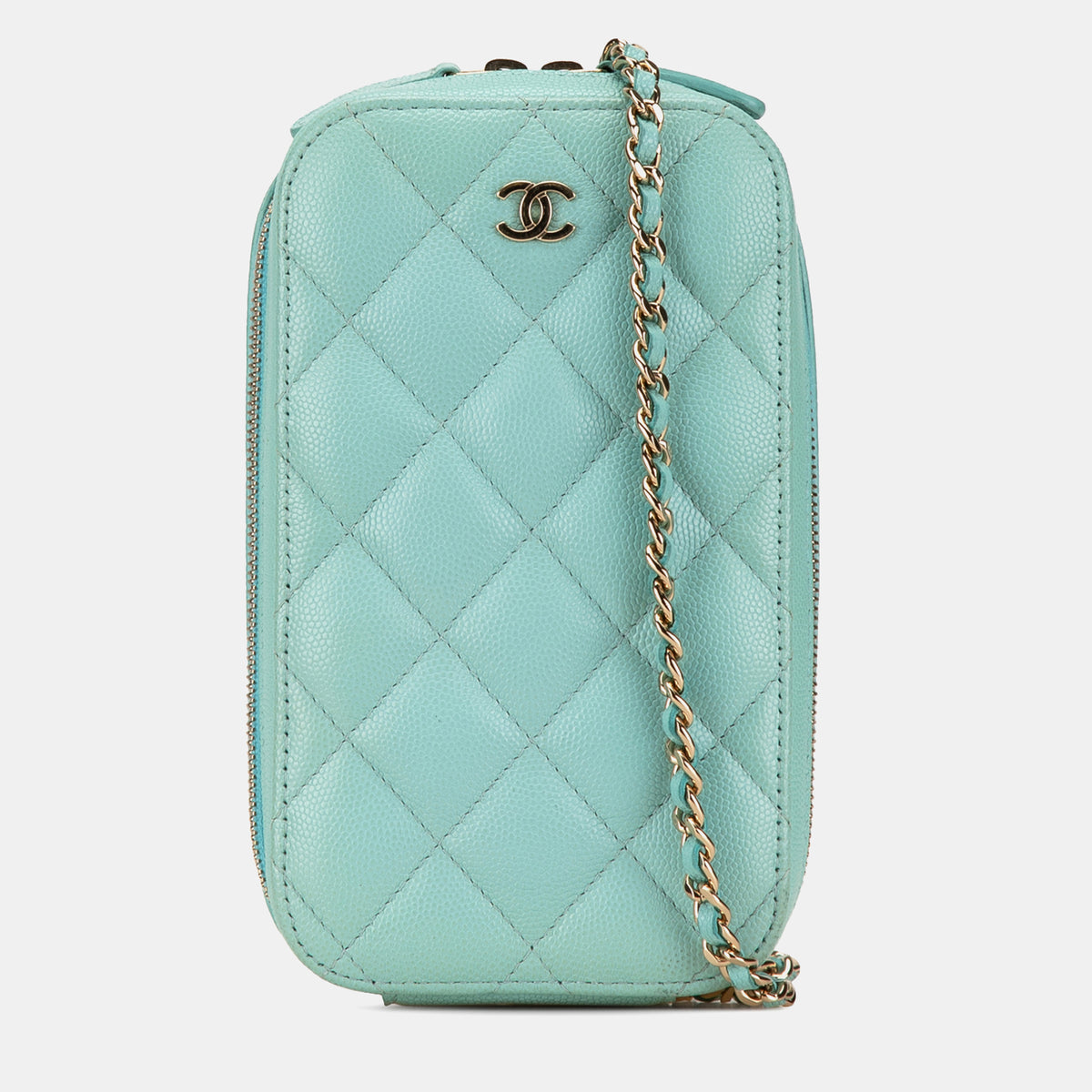 Chanel CC Quilted Caviar Zip Phone Case