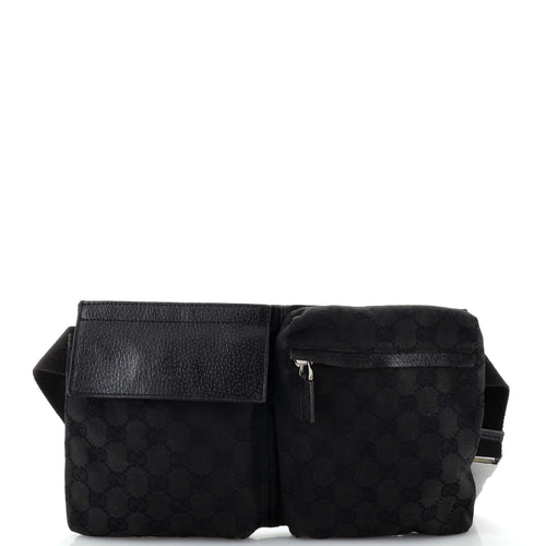 GUCCI Vintage Double Belt Bag GG Canvas