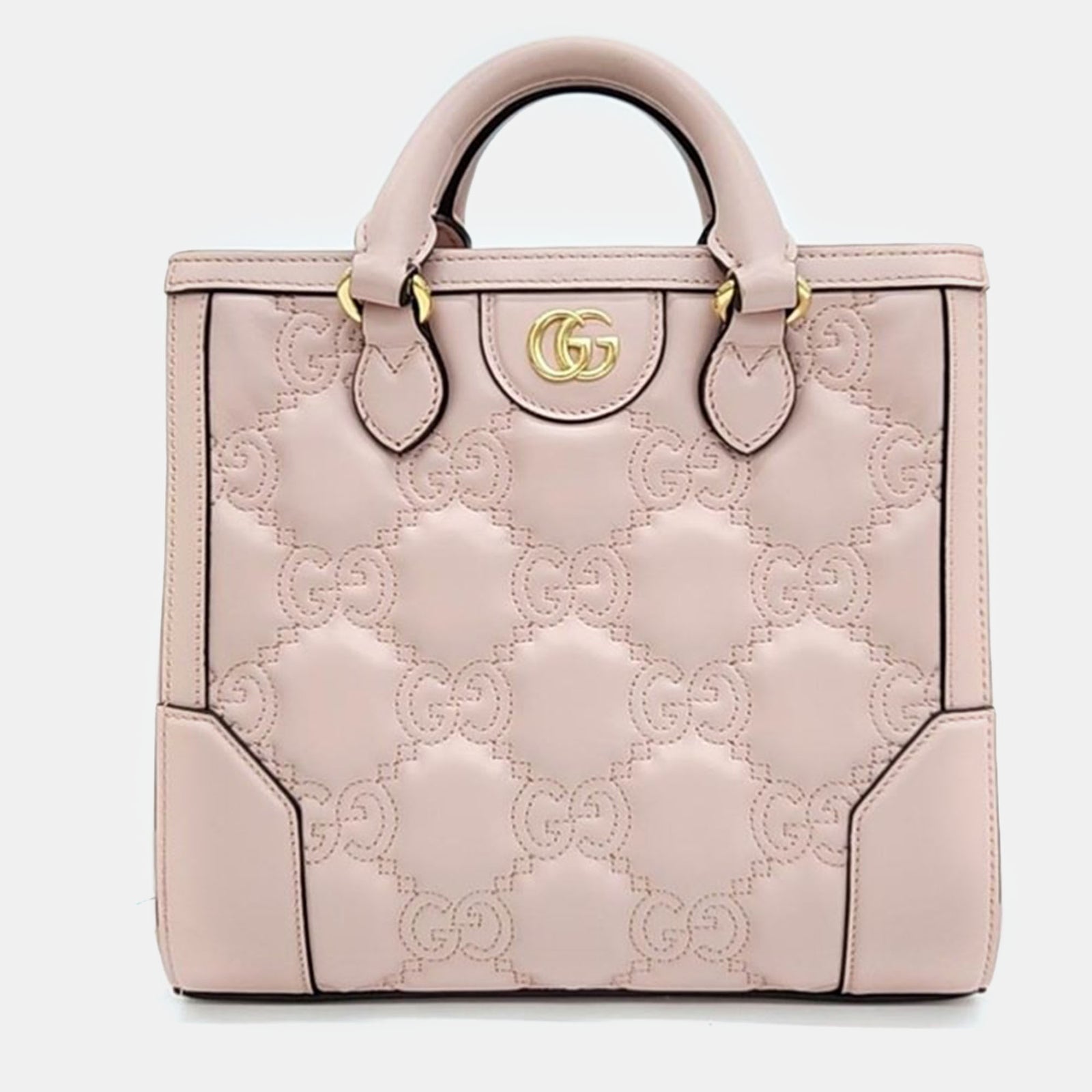 Gucci Pink Leather Matelasse Mini Top Handle Bag