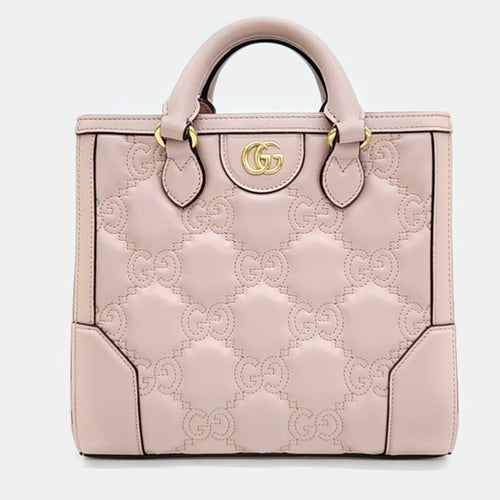 Pink Leather Matelasse Mini Top Handle Bag
