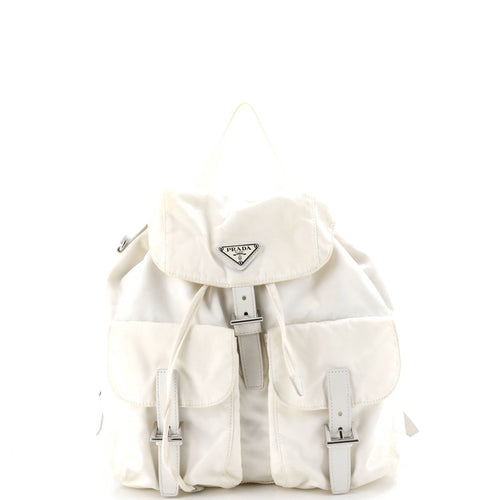 PRADA Vela Double Front Pocket Backpack Tessuto with Saffiano Leather Medium