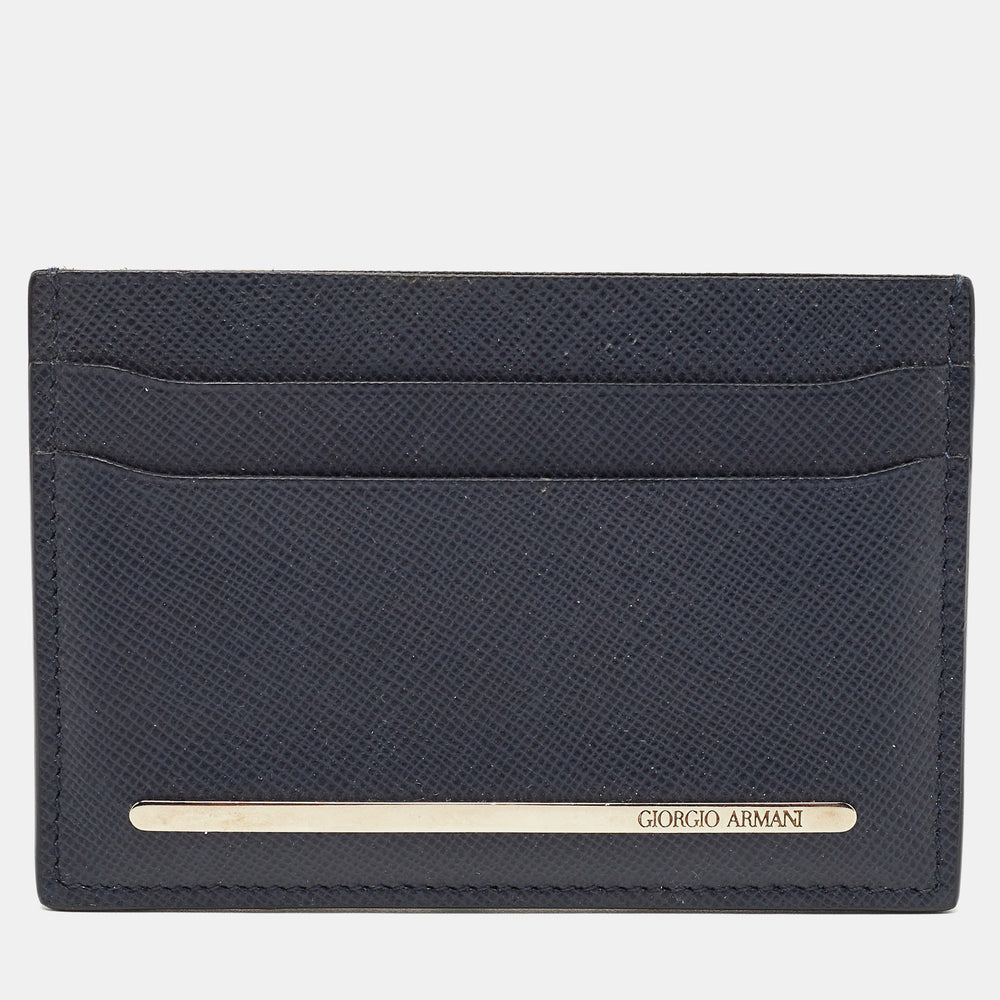 Porte-cartes en cuir bleu marine