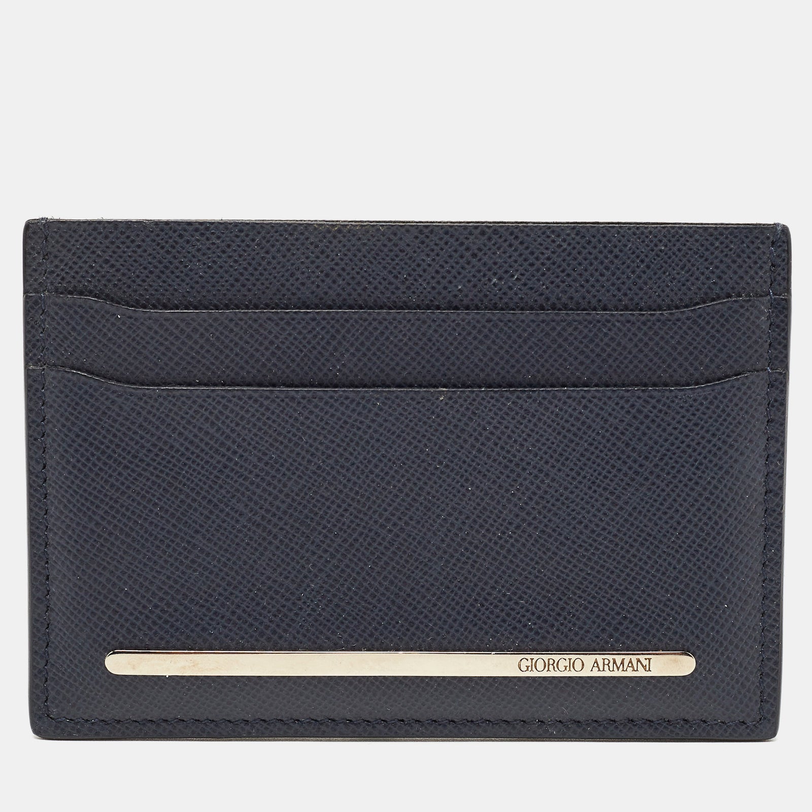 Giorgio Armani Navy Blue Leather Card Holder