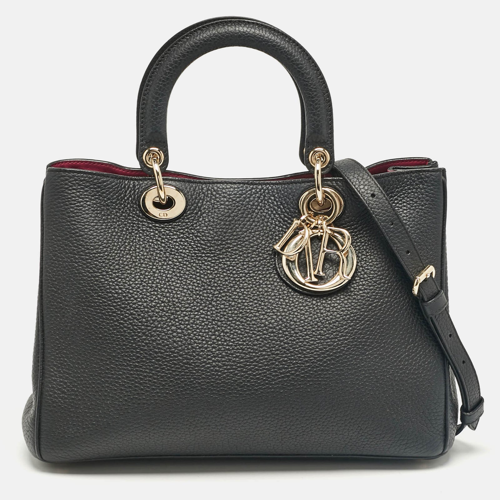 Dior Mittelgroße Shopper-Tasche „Diorissimo“ aus schwarzem Leder