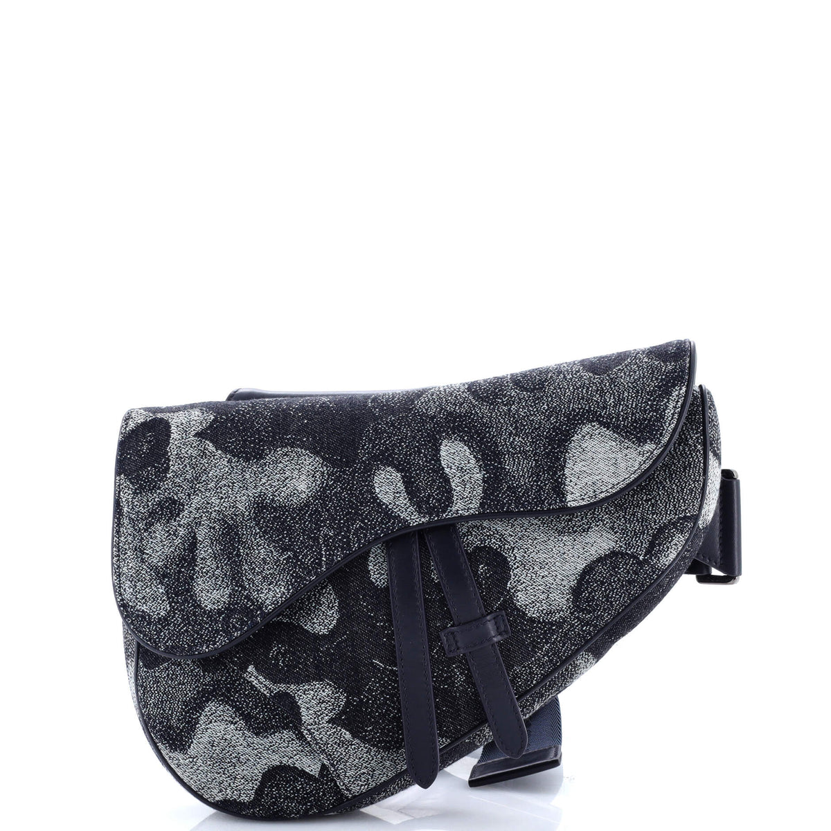 Christian Dior Peter Doig Saddle Bag Printed Denim and Leather
