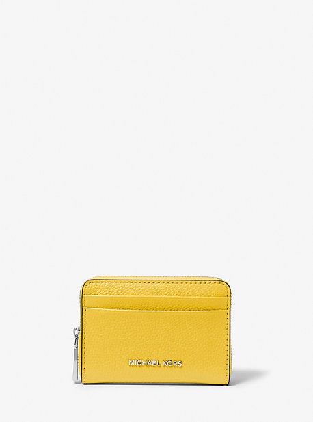 Michael Kors MK Jet Set Small Pebbled Leather Zip-Around Card Case - Yellow - Michael Kors