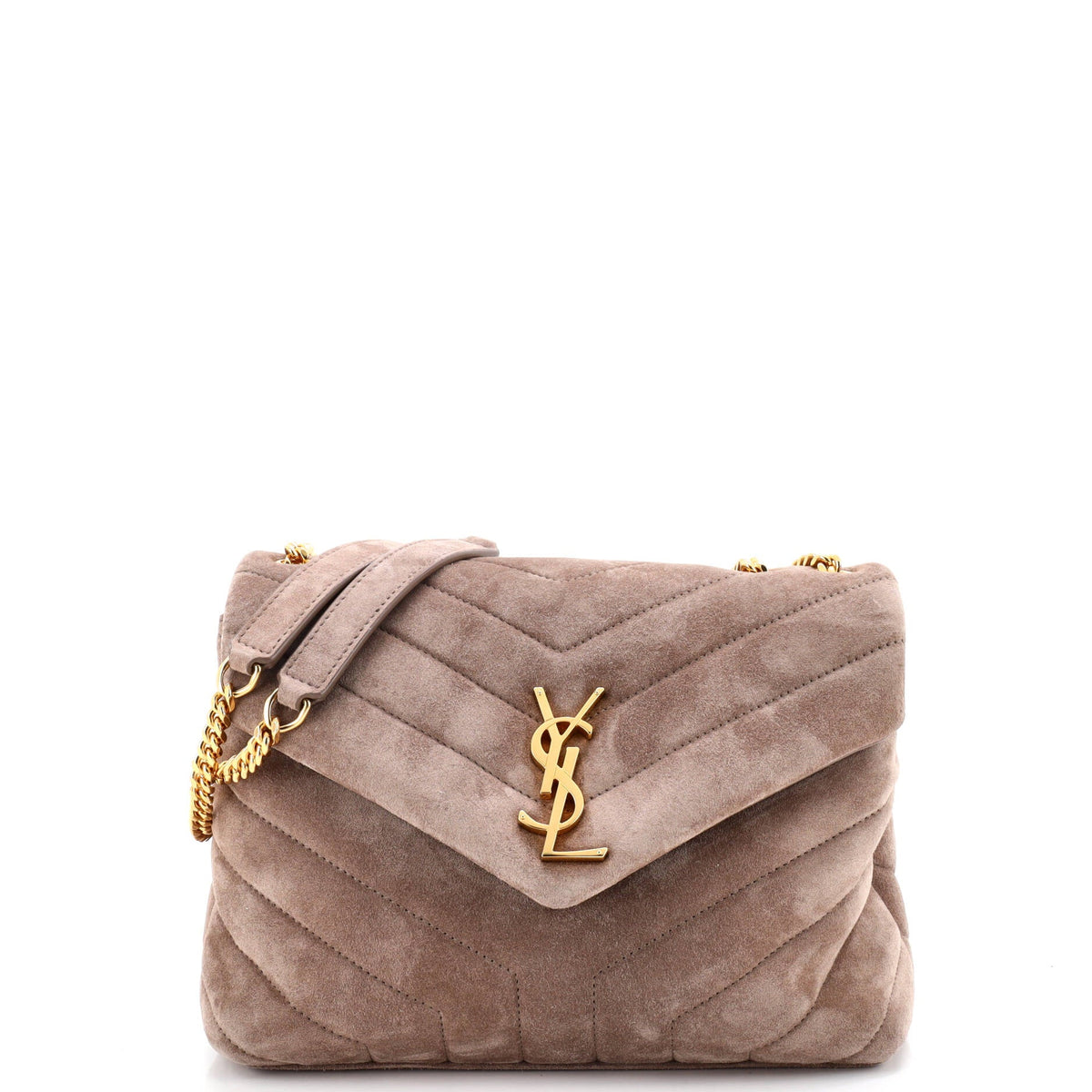Saint Laurent Loulou Shoulder Bag Matelasse Chevron Suede Small