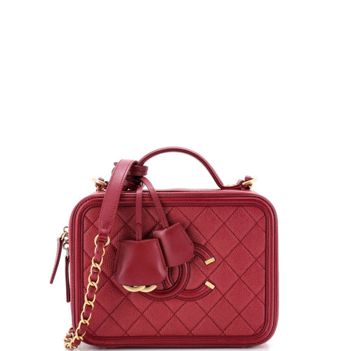 CHANEL Filigree Vanity Case Quilted Caviar Medium