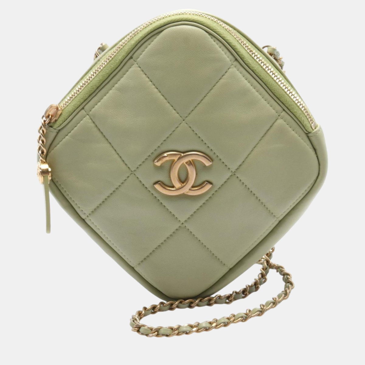 Chanel Green Leather Matelasse Shoulder Bag