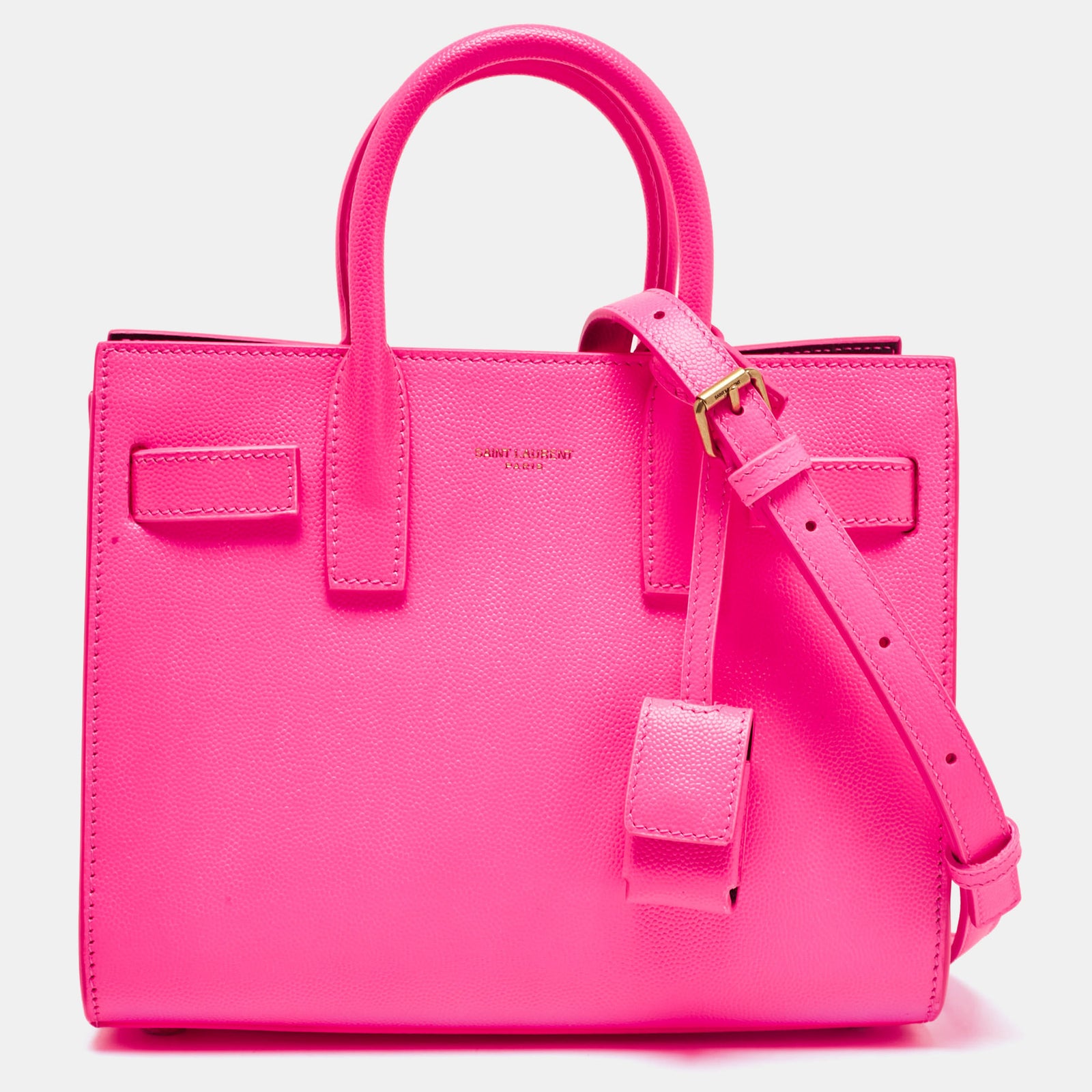 Saint Laurent Paris Saint Laurent Neon Pink Leather Nano Classic Sac De Jour Tote