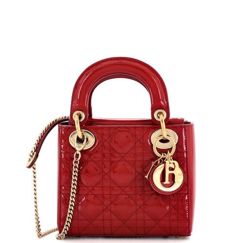 Lady Dior Chain Bag Cannage Quilt Patent Mini