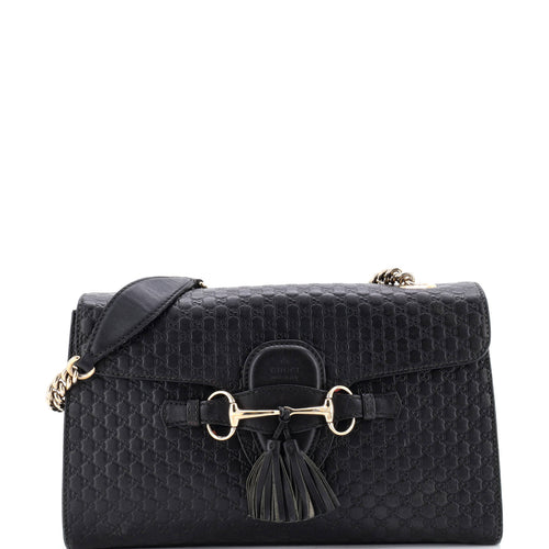GUCCI Emily Chain Flap Bag Microguccissima Leather Medium