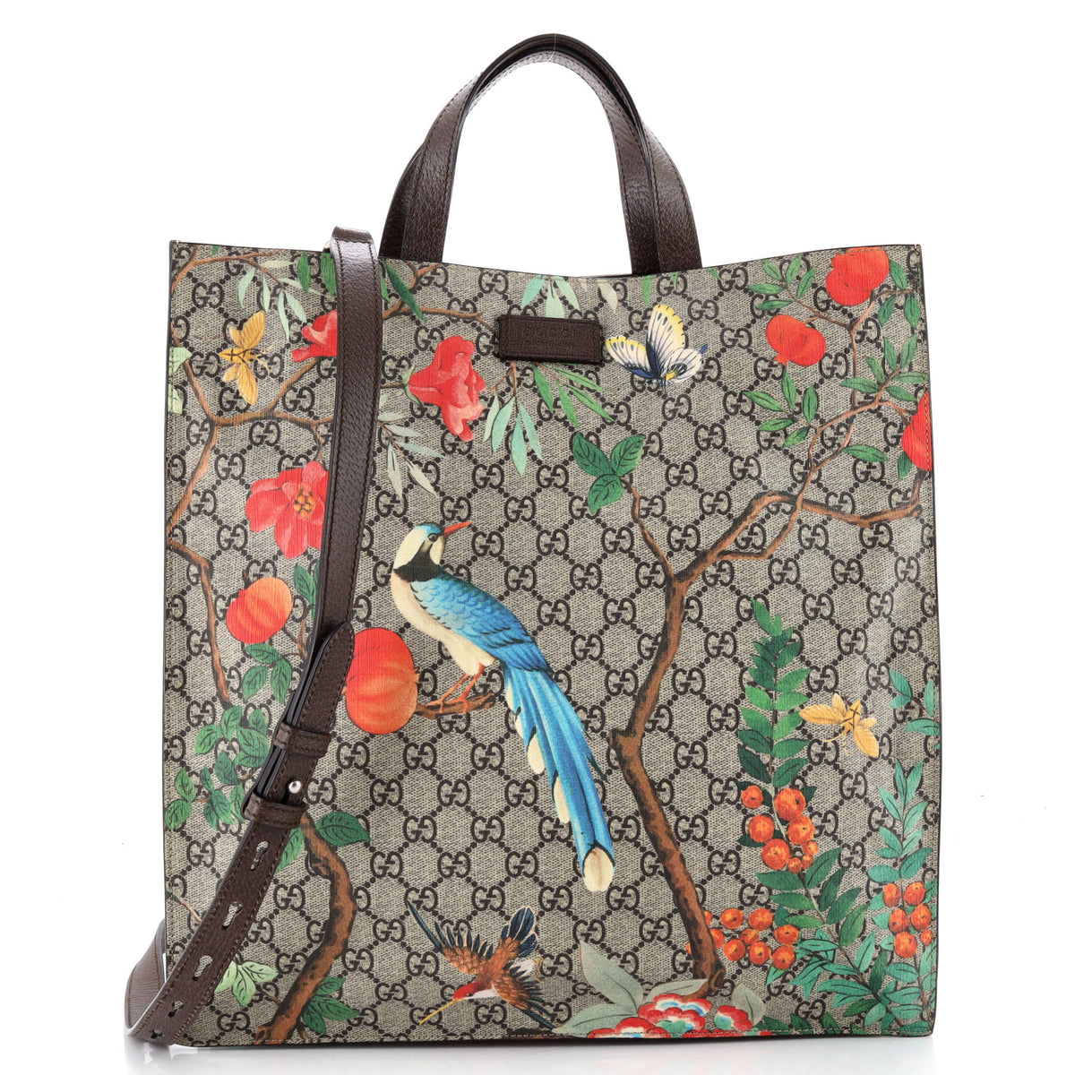 Gucci GUCCI Convertible Soft Open Tote Tian Print GG Coated Canvas Tall