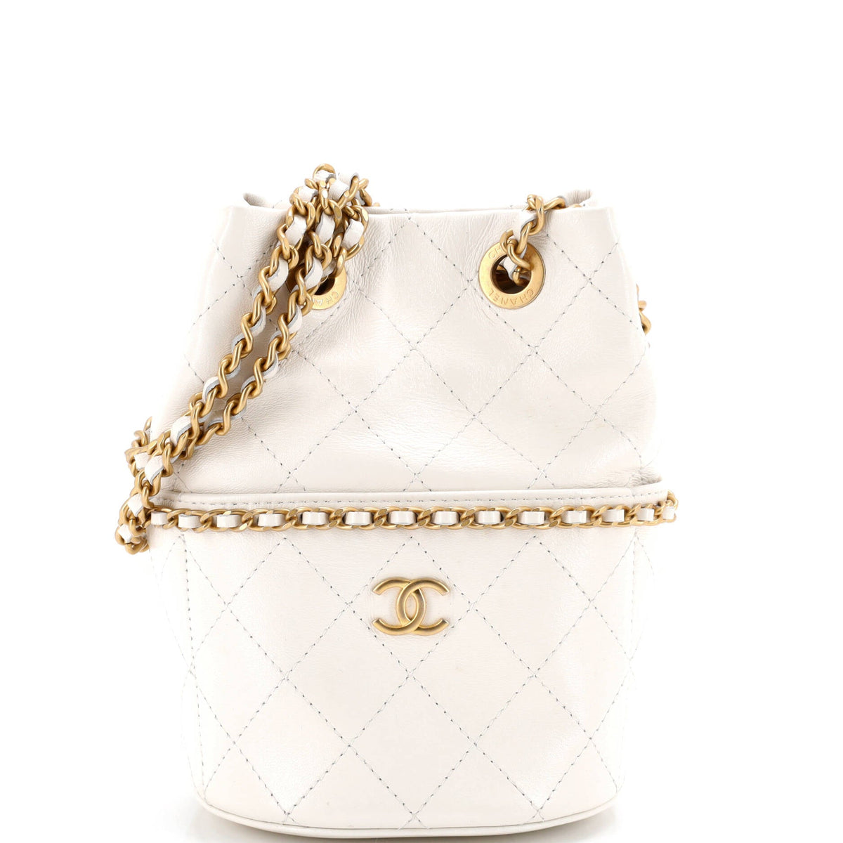 Chanel CHANEL Nauticoco Bucket Bag Quilted Shiny Lambskin Mini