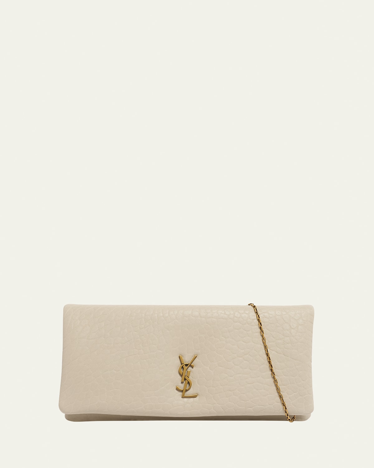 Saint Laurent Calypso Small YSL Pouch Clutch Bag in Calfskin Leather