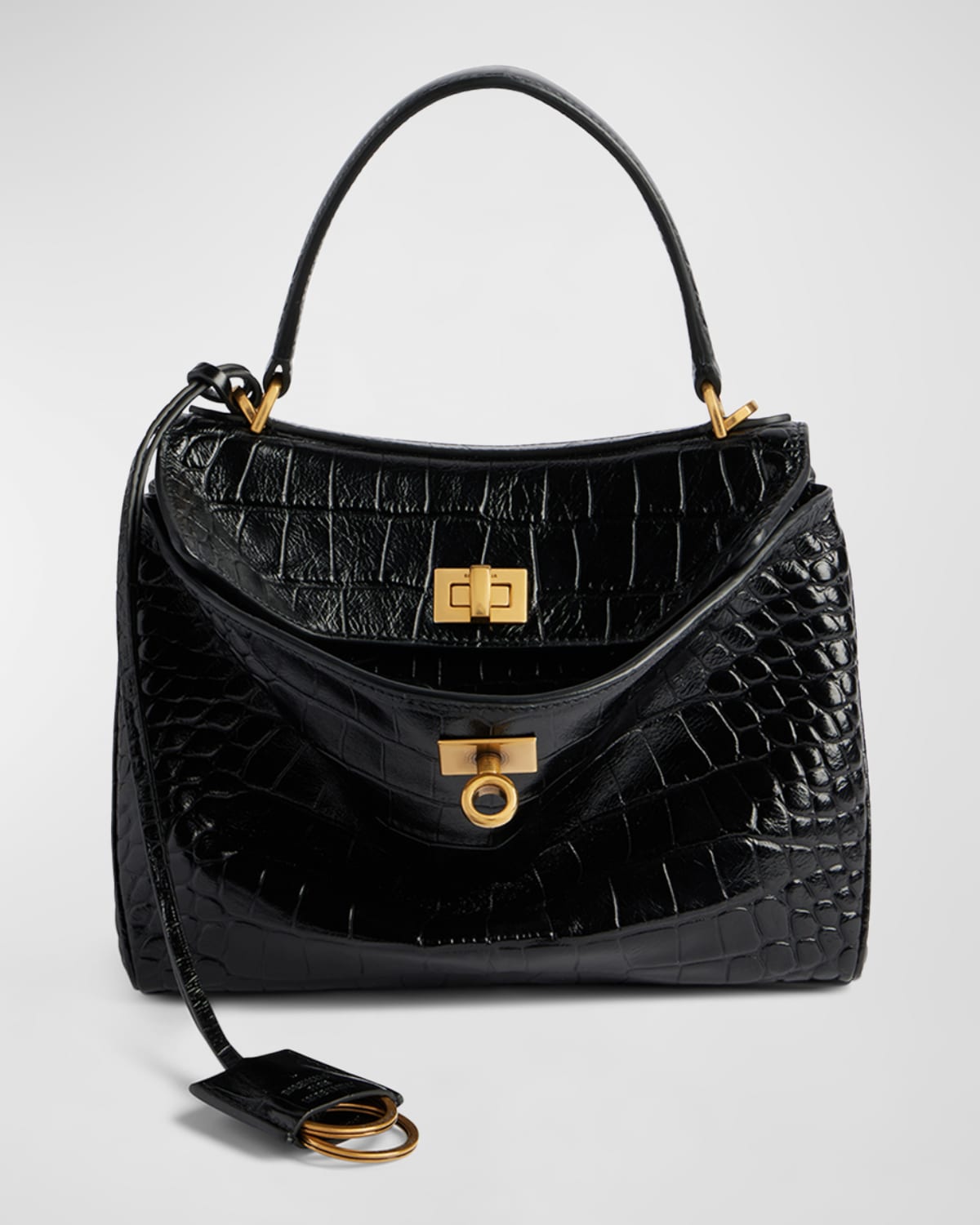 Boss Rodeo Mini Croc-Embossed Top-Handle Bag