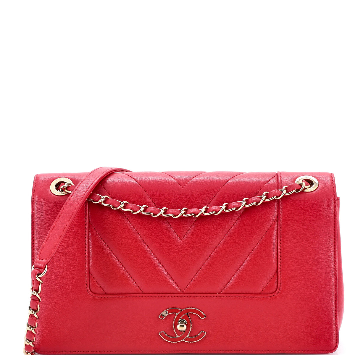 Chanel CHANEL Mademoiselle Vintage Flap Bag Chevron Sheepskin Large