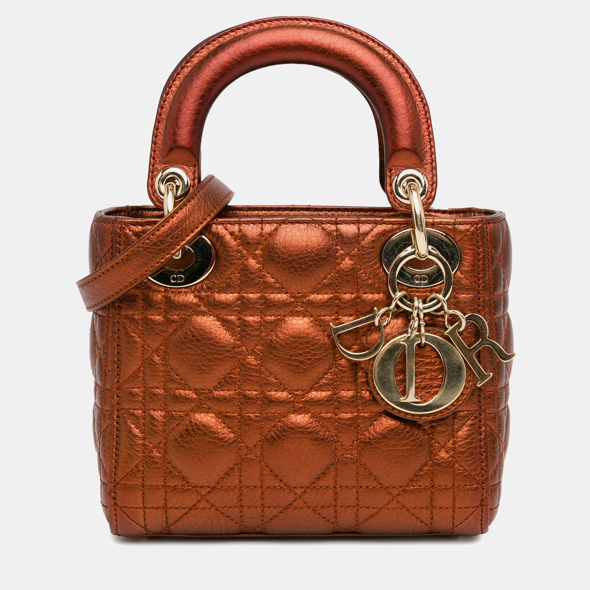 Dior Mini Metallic Calfskin Cannage Supple Lady Bag