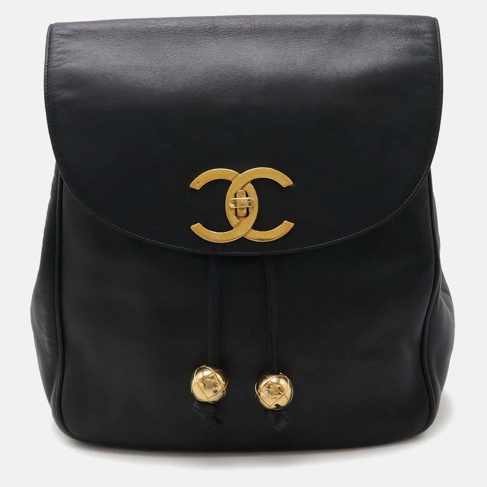 Chanel Coco Mark Rucksack aus Leder in Marineblau mit Kette